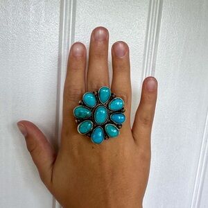 Kingman Turquoise Cluster Ring